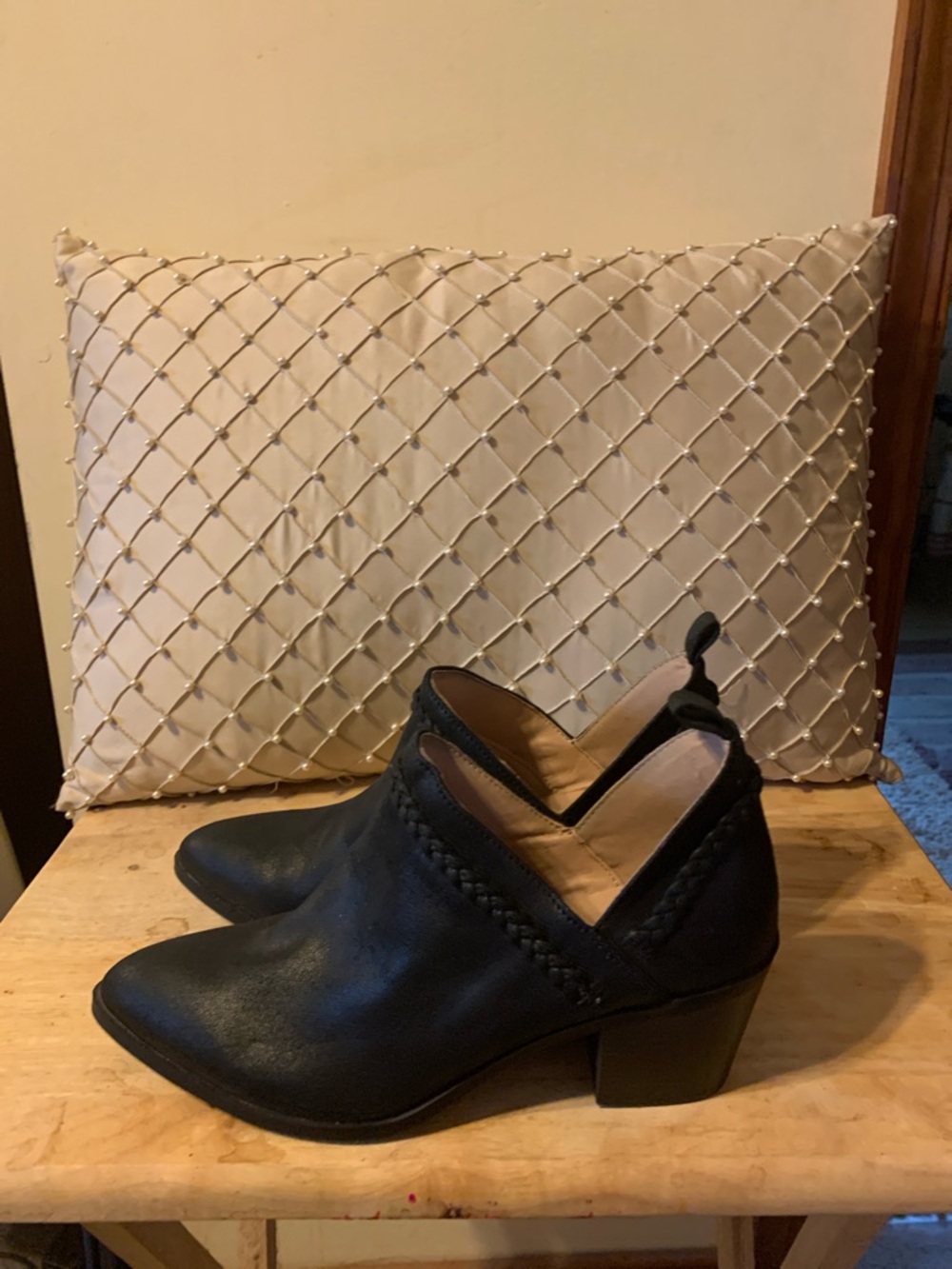 Journee Collection Black Braided Trim Ankle Booties